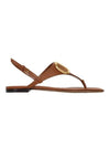 Women's V Logo Flat Sandals Brown - VALENTINO - BALAAN.