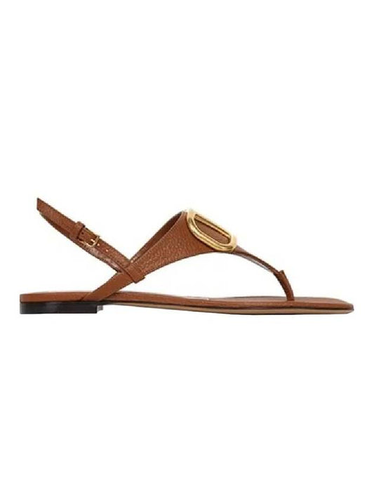 Women's V Logo Flat Sandals Brown - VALENTINO - BALAAN.