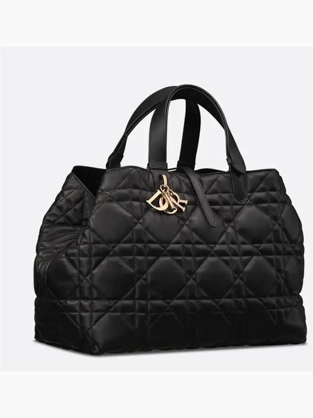 Macrocannage Calfskin Large Toujours Tote Bag Black - DIOR - BALAAN 2