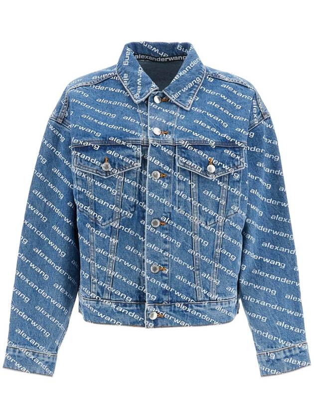 Women's Logo Print Trucker Denim Jacket Blue - ALEXANDER WANG - BALAAN 2