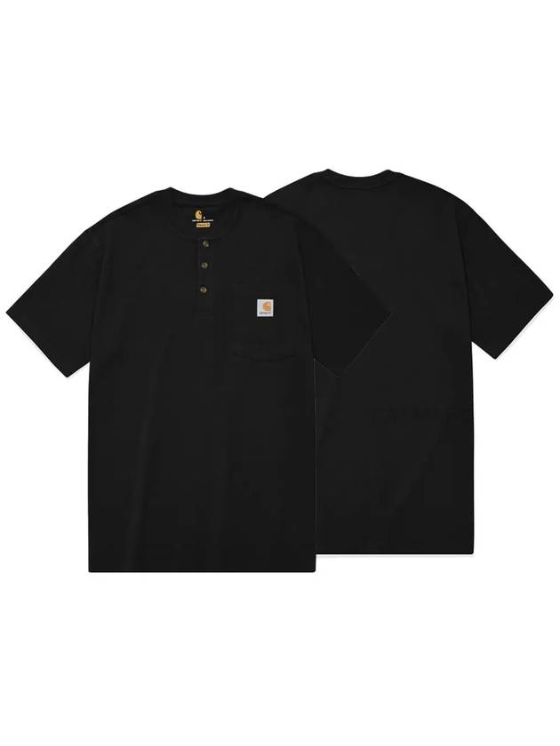 Pocket Henley Loose Fit Heavyweight Short Sleeve T-Shirt Black - CARHARTT - BALAAN 2