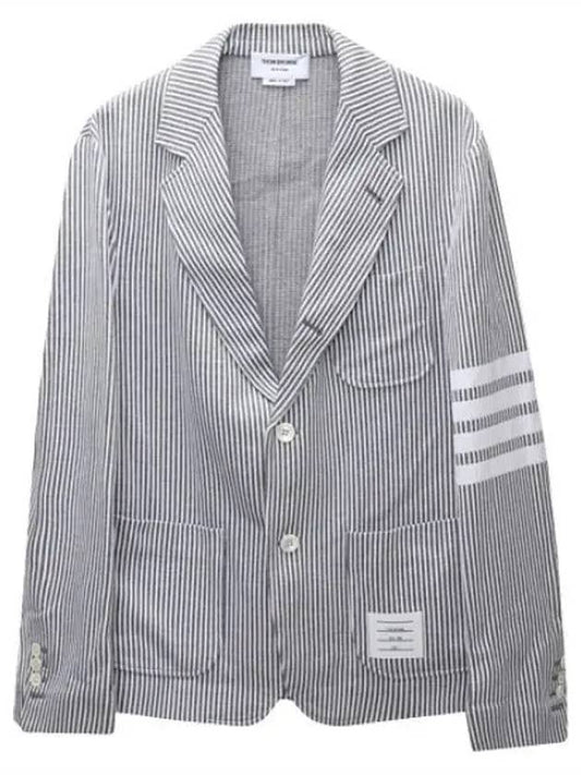 Diagonal Stripe Loopback Cotton Seersucker Jacket Men s Suit Blazer - THOM BROWNE - BALAAN 1