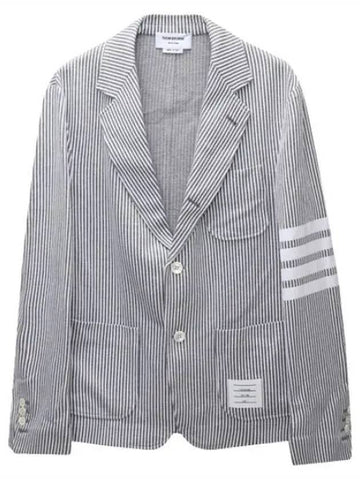 Diagonal stripe loopback cotton seersucker jacket suit blazer - THOM BROWNE - BALAAN 1