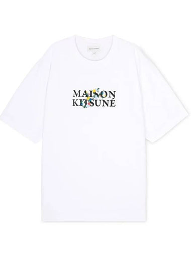 Men's Logo Print White Short Sleeve T-Shirt LM00115KJ0119 WH - MAISON KITSUNE - BALAAN 1