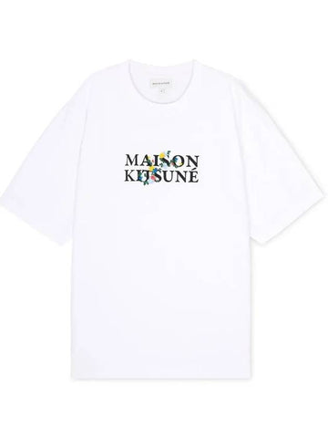 Men's Logo Print White Short Sleeve T-Shirt LM00115KJ0119 WH - MAISON KITSUNE - BALAAN 1