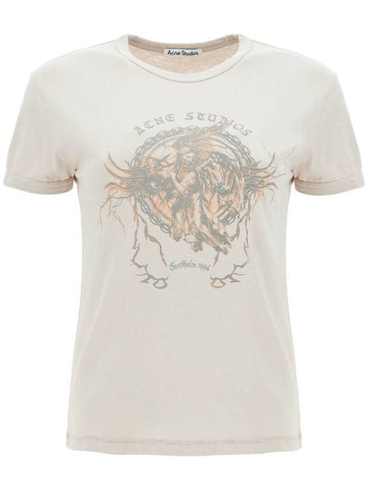 Printed Short Sleeve T-Shirt Faded Grey - ACNE STUDIOS - BALAAN 2