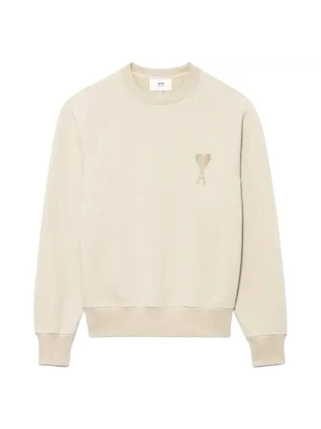 Heart Logo Overfit Sweatshirt Beige - AMI - BALAAN 1