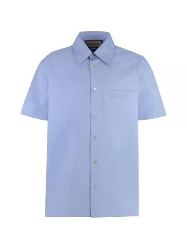 embroidered cotton shirt light blue 769558ZAJP14850 - GUCCI - BALAAN 1