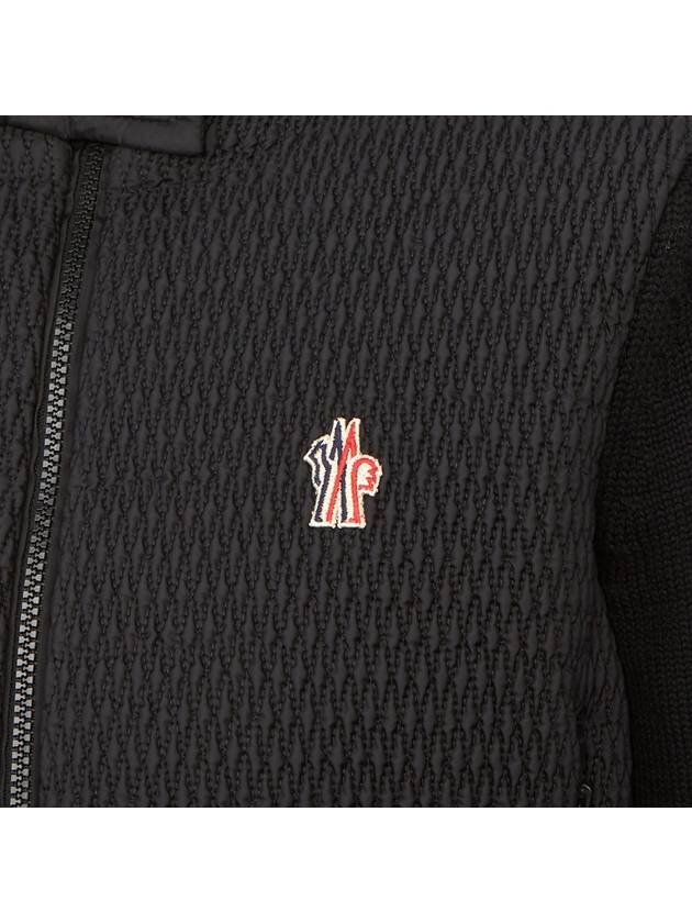 Logo Applique Panel Virgin Wool Zip-Up Cardigan Black - MONCLER - BALAAN 8