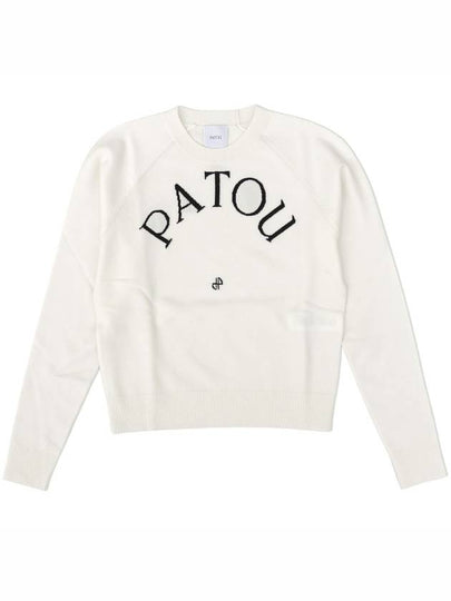 Embroidered Logo Wool Knit Top White - PATOU - BALAAN 2