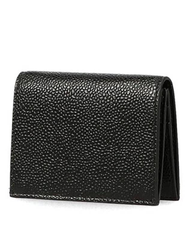 Pebble Grained Leather Double Card Wallet Black - THOM BROWNE - BALAAN 3