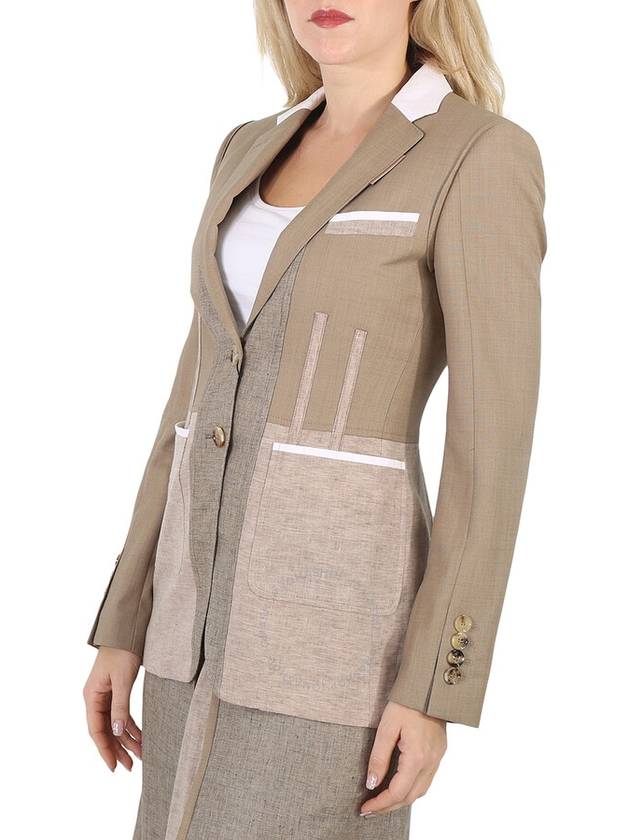 Women's Tape Detail Mix Media Jacket Pecan Melange - BURBERRY - BALAAN 3