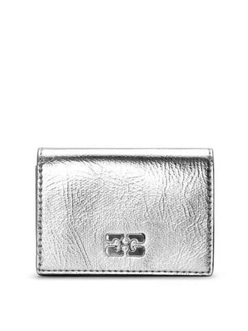 Bou Flap Card Wallet Silver - GANNI - BALAAN 1