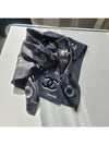 Velvet logo lettering scarf black and white - CHANEL - BALAAN 7