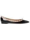 Rockstud Pointed Toe Ballerina Flats Black - VALENTINO - BALAAN 1