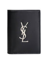 Men's Silver Monogram Fold Half Wallet Black - SAINT LAURENT - BALAAN 2