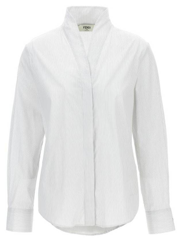 Striped Cotton Shirt White - FENDI - BALAAN 1