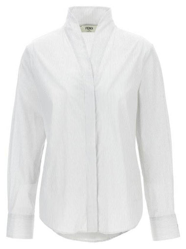 Striped Cotton Shirt White - FENDI - BALAAN 1