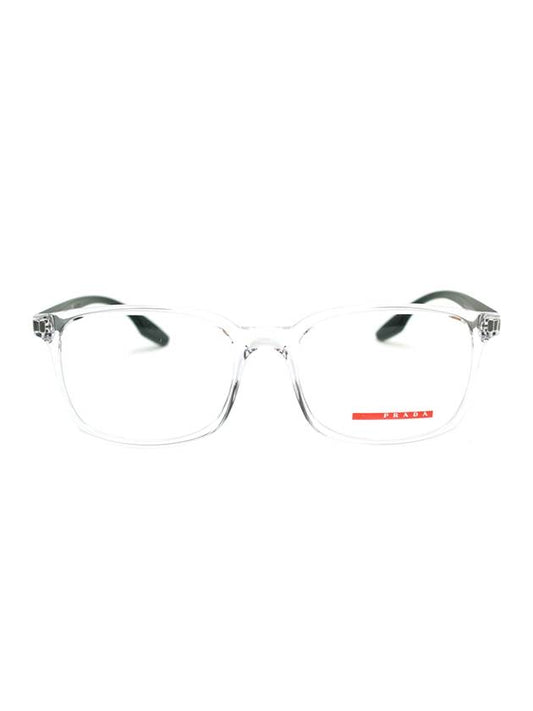 eyewear logo transparent horn-rimmed glasses black - PRADA - BALAAN.