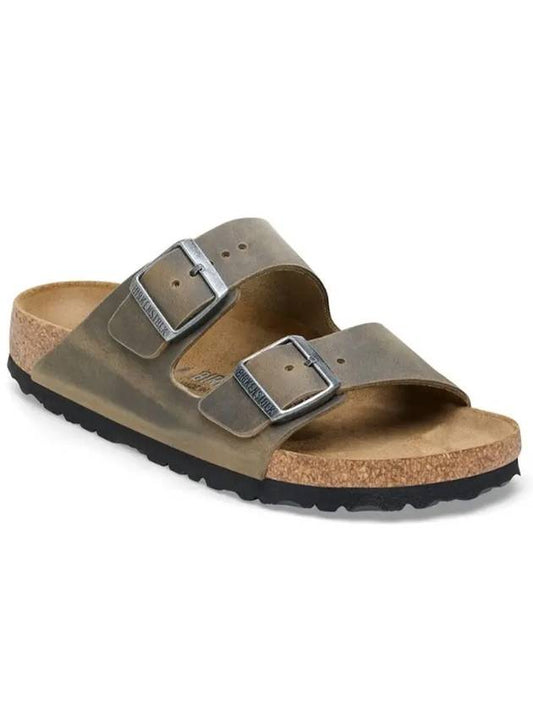 Arizona Oiled Leather Slippers Khaki - BIRKENSTOCK - BALAAN 2