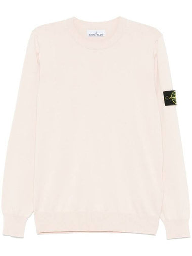 5100053 Soft Organic Cotton Small Roll Detail Crew Neck Knit Top Rose - STONE ISLAND - BALAAN 1