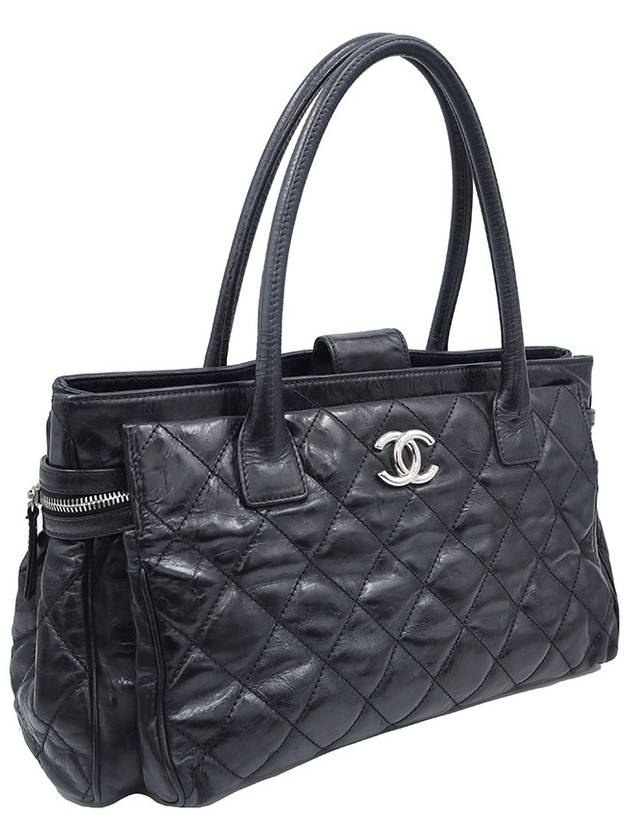 Women s Chanel Black Aged Glazed Calfskin Silver Plated Executive Quilted Shoulder Bag 12th gt Gangbuk used luxury goods - CHANEL - BALAAN 3