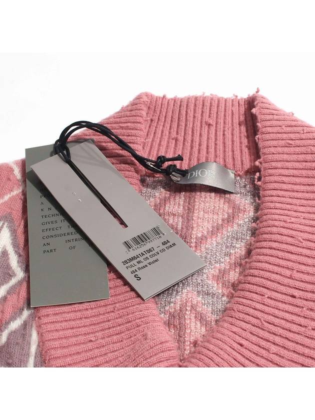 CD Diamond Motif Pattern Wool Knit Top Pink - DIOR - BALAAN 8