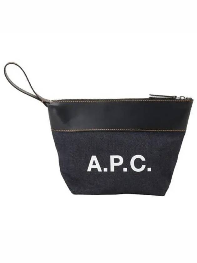 Axel Logo Denim Leather Pouch Bag Dark Navy - A.P.C. - BALAAN 2