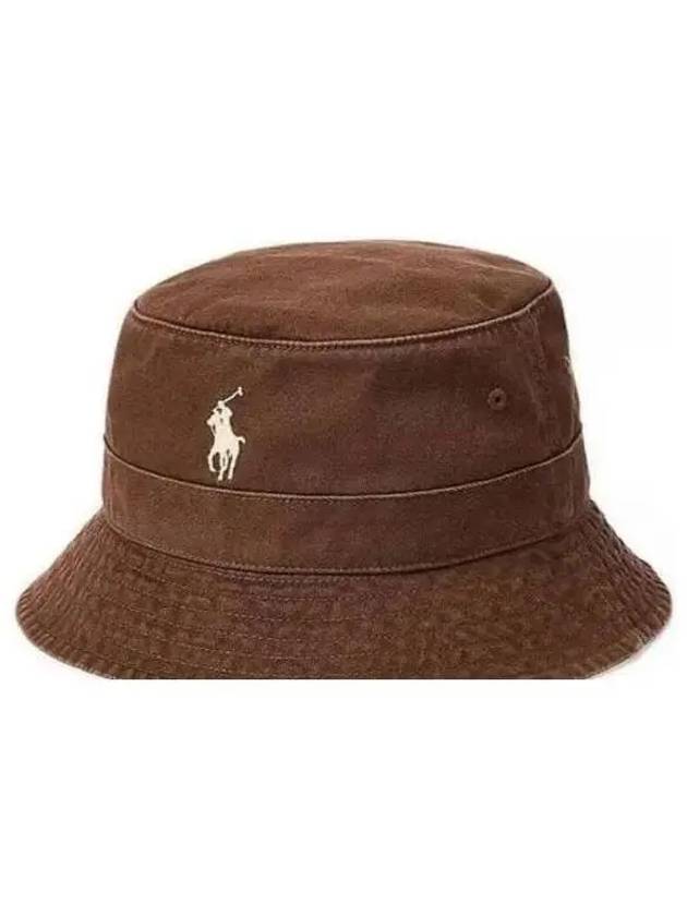 Embroidered Pony Bucket Hat Brown - POLO RALPH LAUREN - BALAAN 2