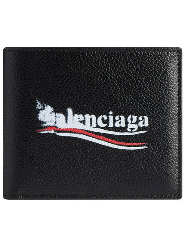 Logo Print Leather Half Wallet Black - BALENCIAGA - BALAAN 1