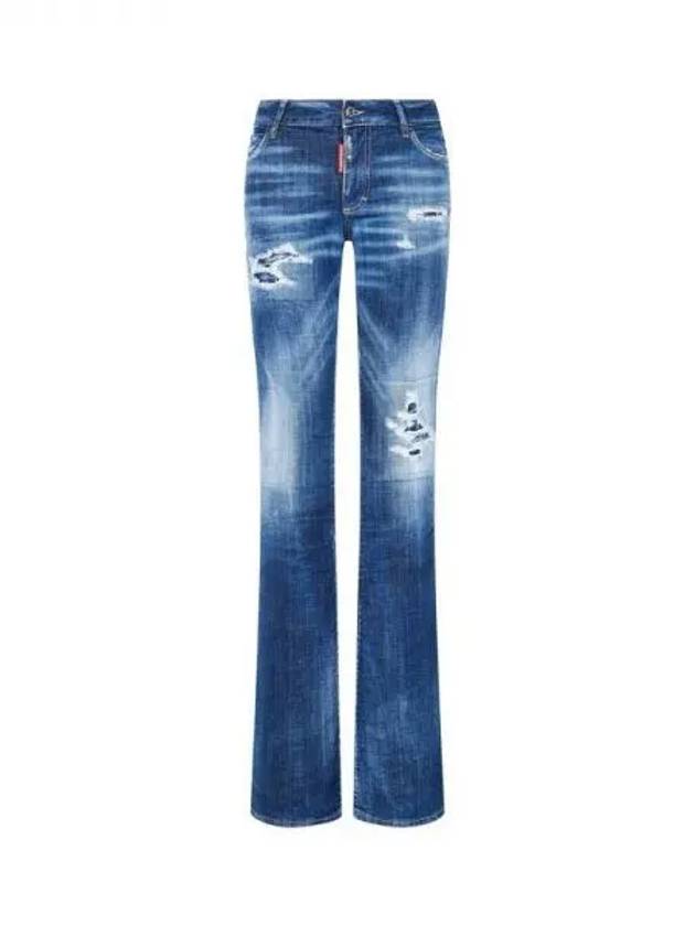 Women's Medium Waist Damaged Flare Jeans FLARE Blue 270512 - DSQUARED2 - BALAAN 1