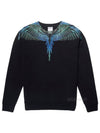 Wing Print Crew Neck Sweatshirt Black - MARCELO BURLON - BALAAN 2