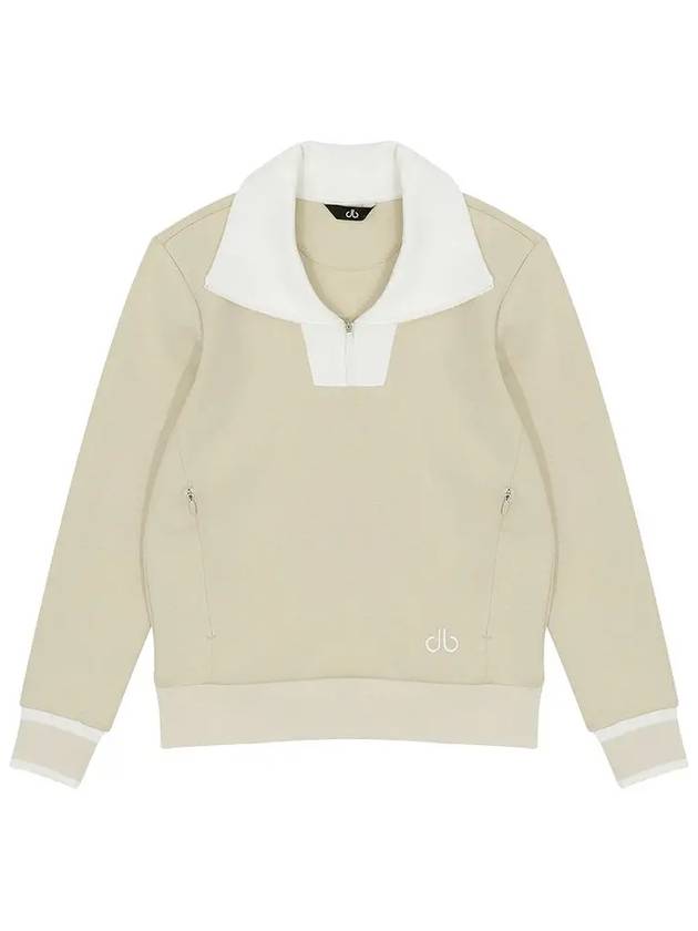 Drew Color Scheme Yokoeri Half Zip Up Sweatshirt DF41LT01BEIGE - DRUH GOLF - BALAAN 1