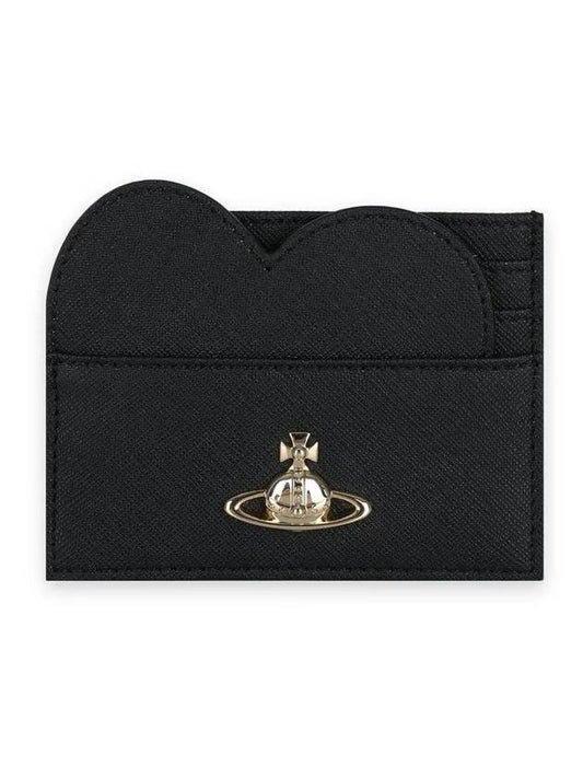 Women's Saffiano Heart Card Wallet Black - VIVIENNE WESTWOOD - BALAAN 1