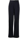 Herringbone Wool Pleated Straight Pants Navy - MAISON MARGIELA - BALAAN 1