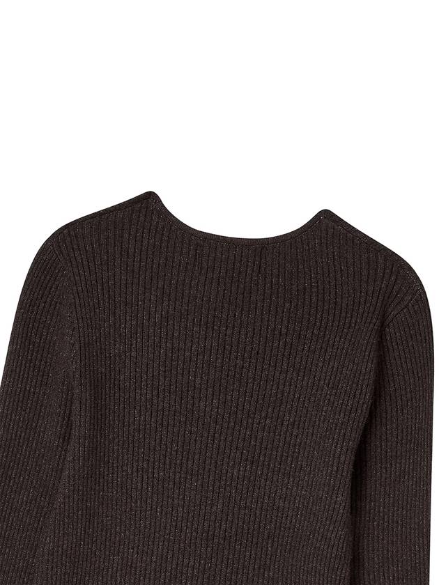 Diagonal neckline slim ribbed knit Charcoal gray - THE GREEN LAB - BALAAN 4