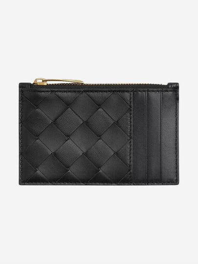 Intrecciato Zipper Leather Card Wallet Black - BOTTEGA VENETA - BALAAN 2