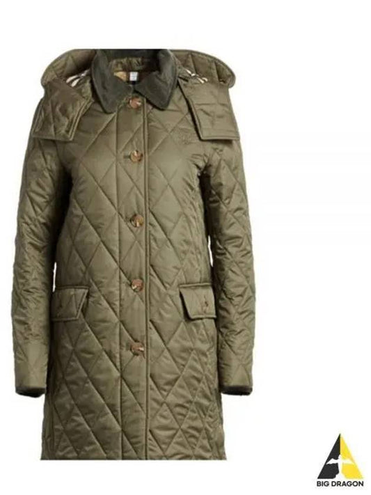 Dereham Long Quilted Parka Olive - BURBERRY - BALAAN 2