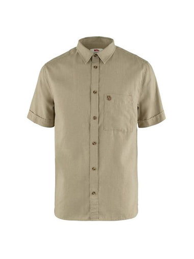 Men's Evik Travel Short Sleeve Shirt Sand Stone - FJALL RAVEN - BALAAN 1