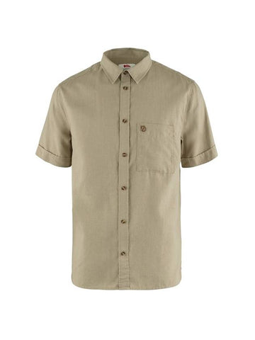 Men's Ovik Travel Short Sleeve Shirt Sand Stone - FJALL RAVEN - BALAAN 1