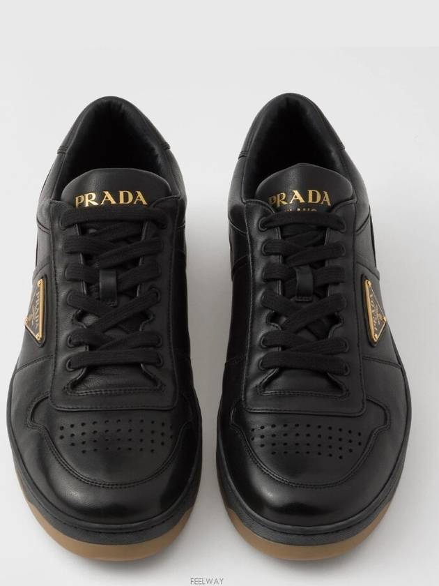 Downtown Nappa Leather Low Top Sneakers Black - PRADA - BALAAN 4