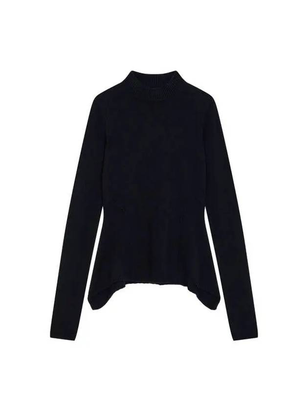 WOMEN Cashmere Wool Peplum Knit Black 270930 - RICK OWENS - BALAAN 1