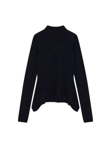 WOMEN Cashmere Wool Peplum Knit Black 270930 - RICK OWENS - BALAAN 1