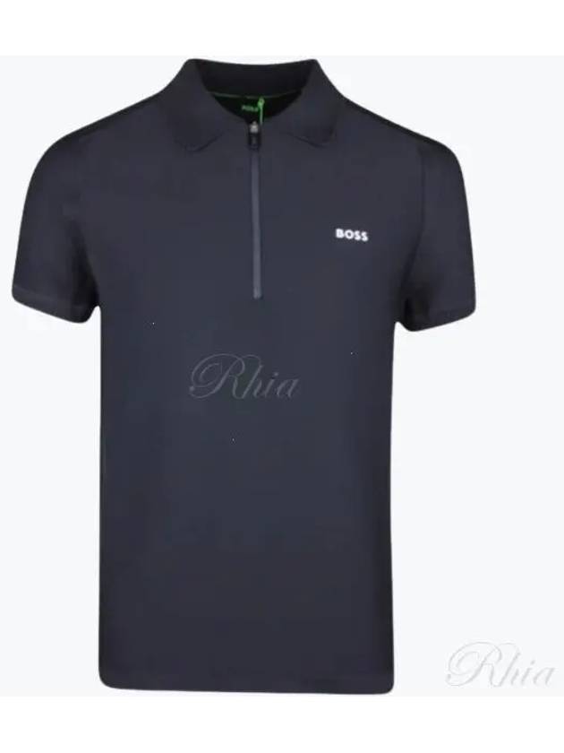 Jayno Zipper Neck PK Shirt Navy - HUGO BOSS - BALAAN 2