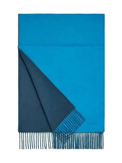 Recto Verso Reversible Cashmere Muffler Blue - HERMES - BALAAN 2