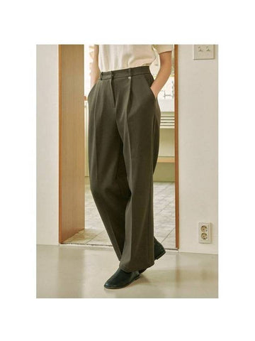 Women's Serene One-tuck Wide Slacks Brown - MICANE - BALAAN 1