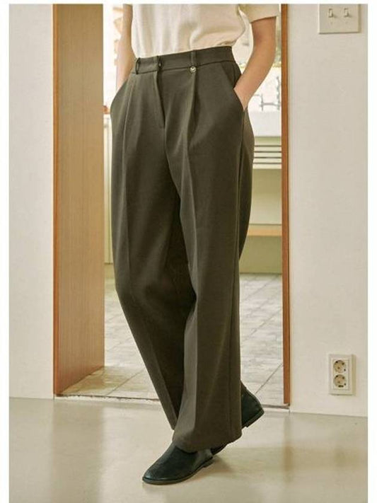 Women's Serene One-tuck Wide Slacks Brown - MICANE - BALAAN 1