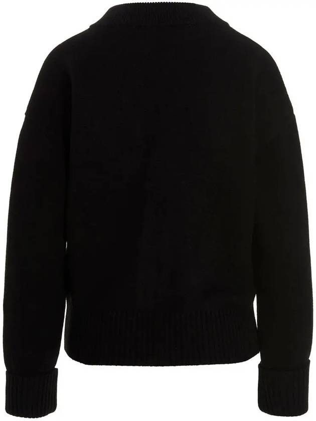 Big Heart Logo Wool Cardigan Black - AMI - BALAAN 4