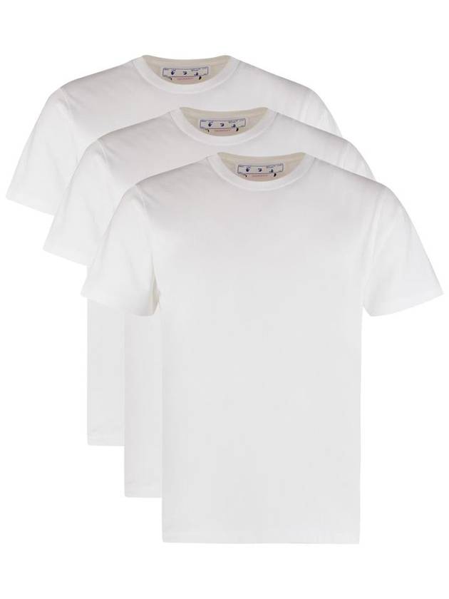 Cotton Crew Neck Short Sleeve T-Shirt 3 Pack White - OFF WHITE - BALAAN 2