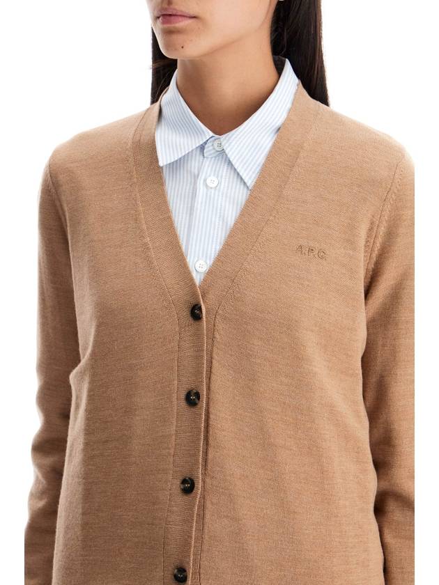 Salomé Logo Wool Cardigan Beige - A.P.C. - BALAAN 5